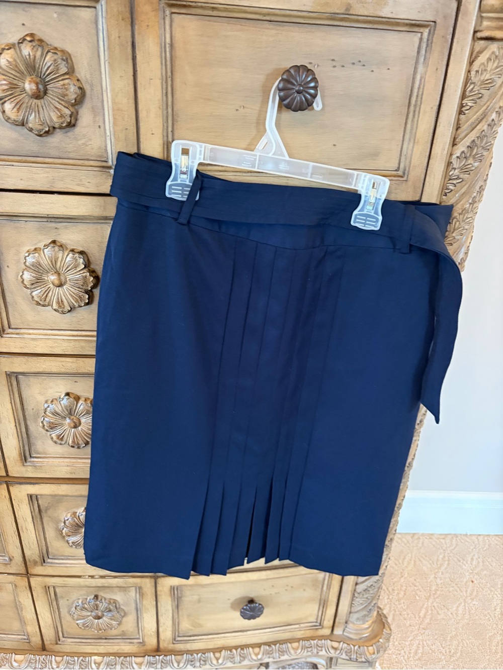 Navy Pleated Wrap Skirt - Classic Women's Skirt